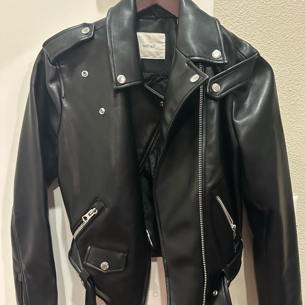 Wilfred Black Biker Jacket with Silver Accents